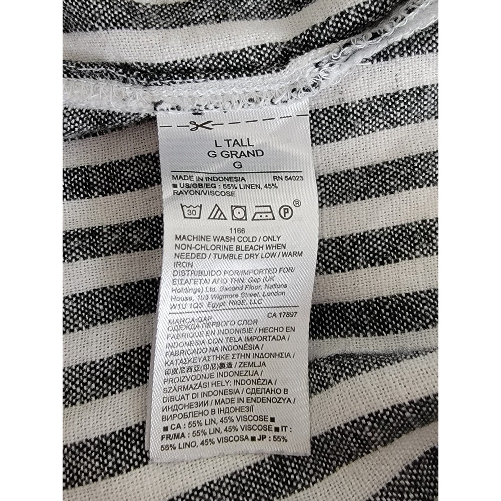 Gap Linen Blend Sleeveless Striped Midi Shift Dress Women's Large Tall - Picture 7 of 8